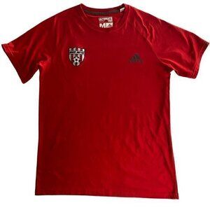 Adidas Mens Shirt Climalite Grove United Soccer Patch Red Short Sleeve Size M